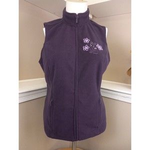 Disney Park Womens Mickey Mouse Sleeveless Embroidered Purple‎ Fleece Vest Xl